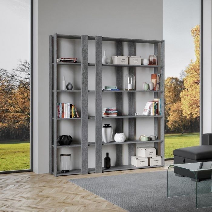 Kato A Small Concrete Libreria a parete soggiorno design grigio moderno