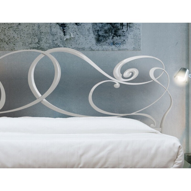 Letto matrimoniale in ferro con contenitore, Grigio Polvere