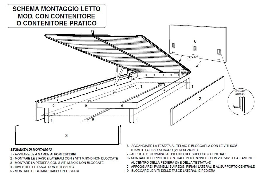 Letto Imbottito Matrimoniale ADAMS Nefi Italia